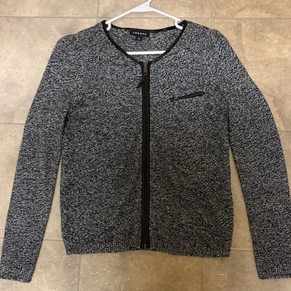 Trouve Black and Gray Sweater Cardigan